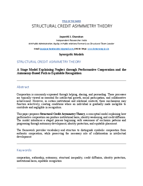 (PDF) STRUCTURAL CREDIT ASYMMETRY THEORY