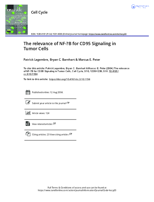 (PDF) The relevance of NF-?B for CD95 Signaling in Tumor Cells