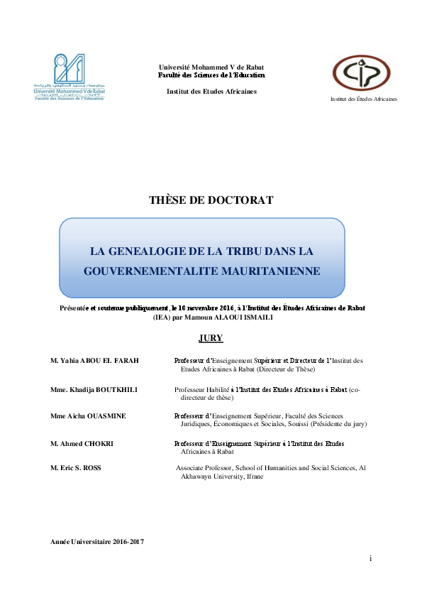 PDF) La Gnalogie de la Tribu dans la Gouvernementalit Mauritanienne