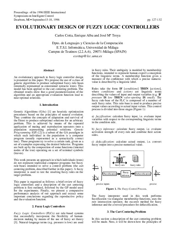 (PDF) Evolutionary design of fuzzy logic controllers