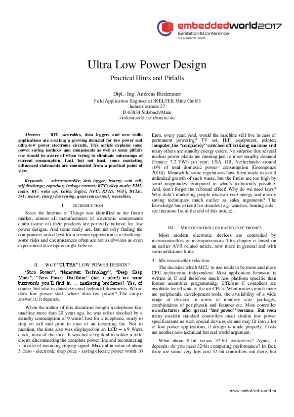 (PDF) Ultra Low Power Design