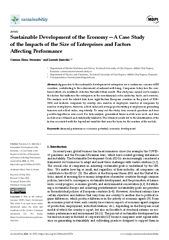 (PDF) Sustainable Development of the Economy-A Case Study of the ...