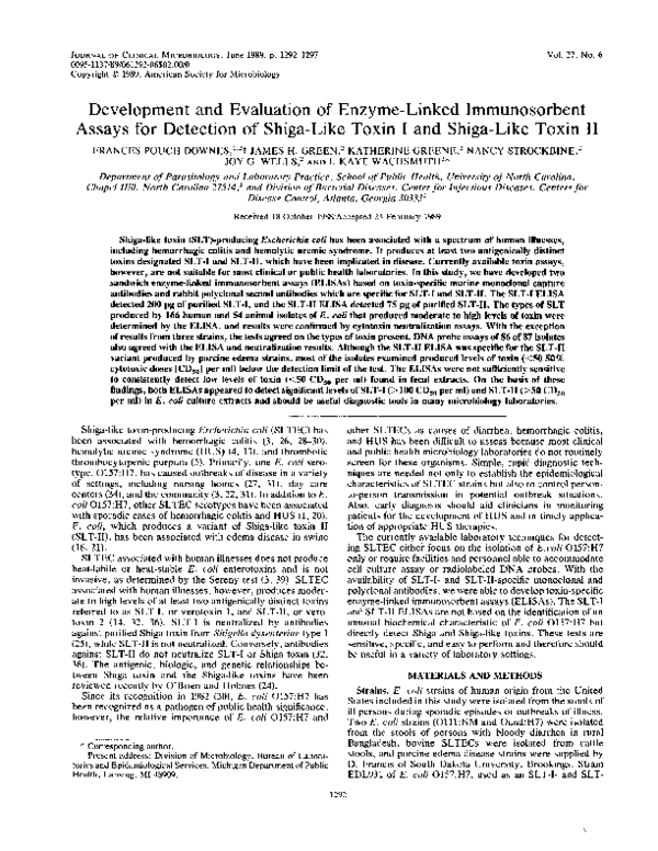 (PDF) Development and evaluation of enzyme-linked immunosorbent assays ...
