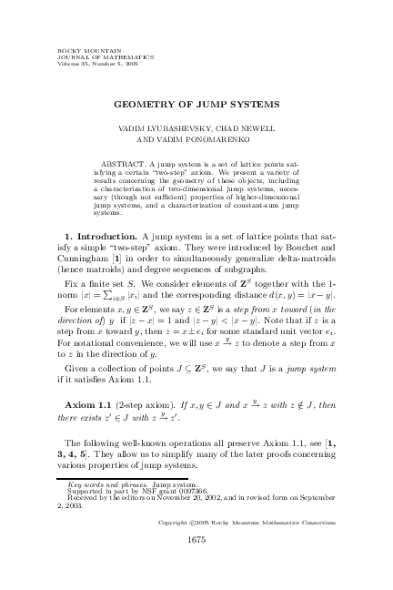 (PDF) Geometry of Jump Systems