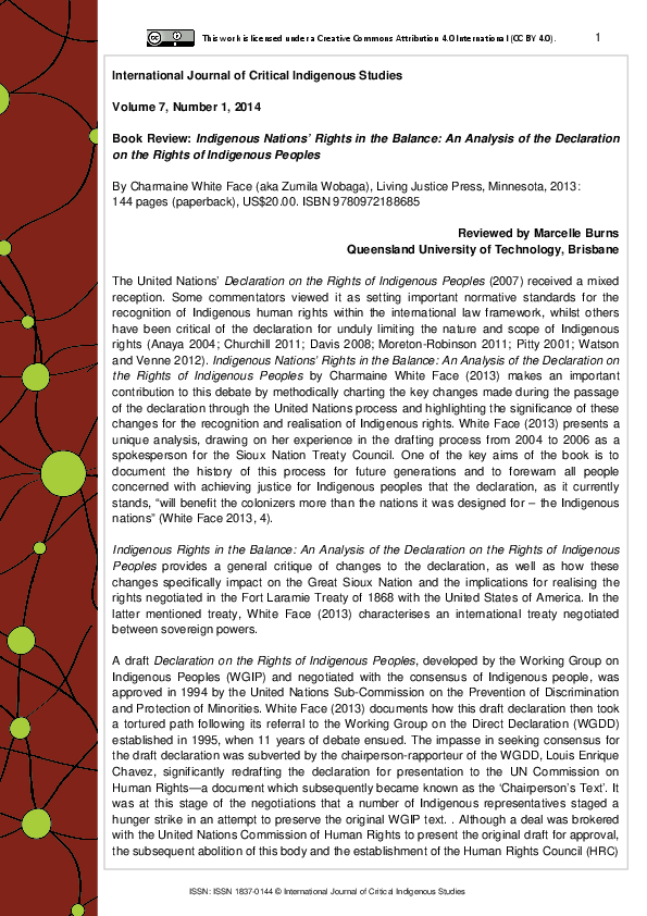 (PDF) Indigenous Nations' Rights in the Balance: An Analysis of the ...