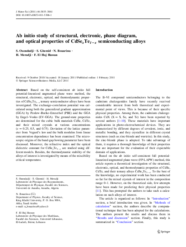 (PDF) Ab initio study of structural, electronic, phase diagram, and ...