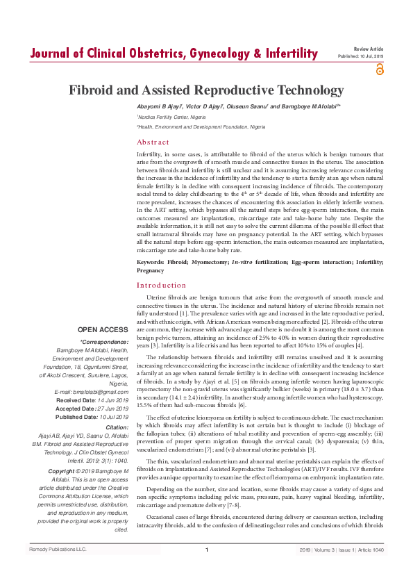 (PDF) Fibroid and Assisted Reproductive Technology