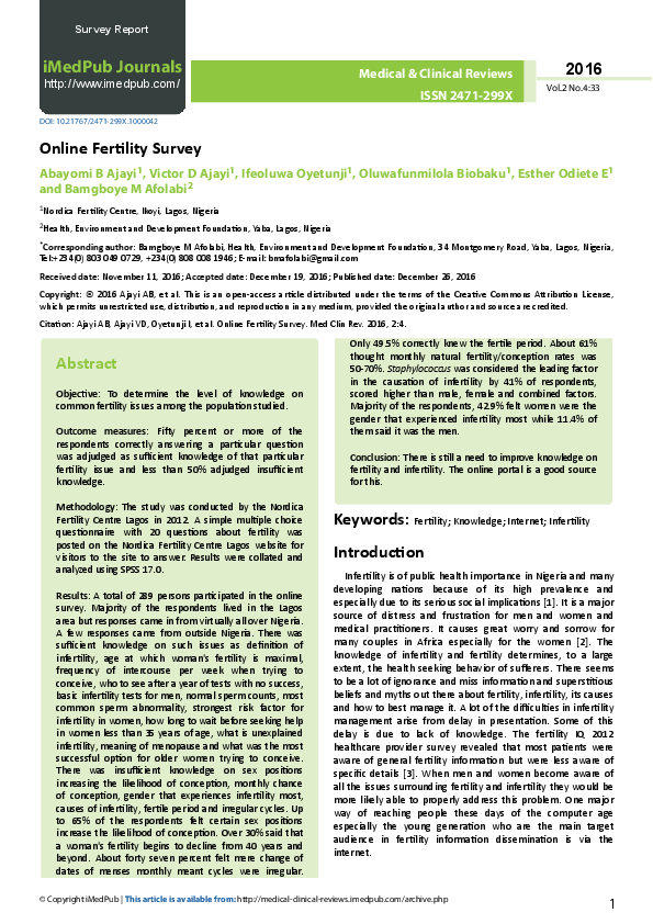 (PDF) Online Fertility Survey