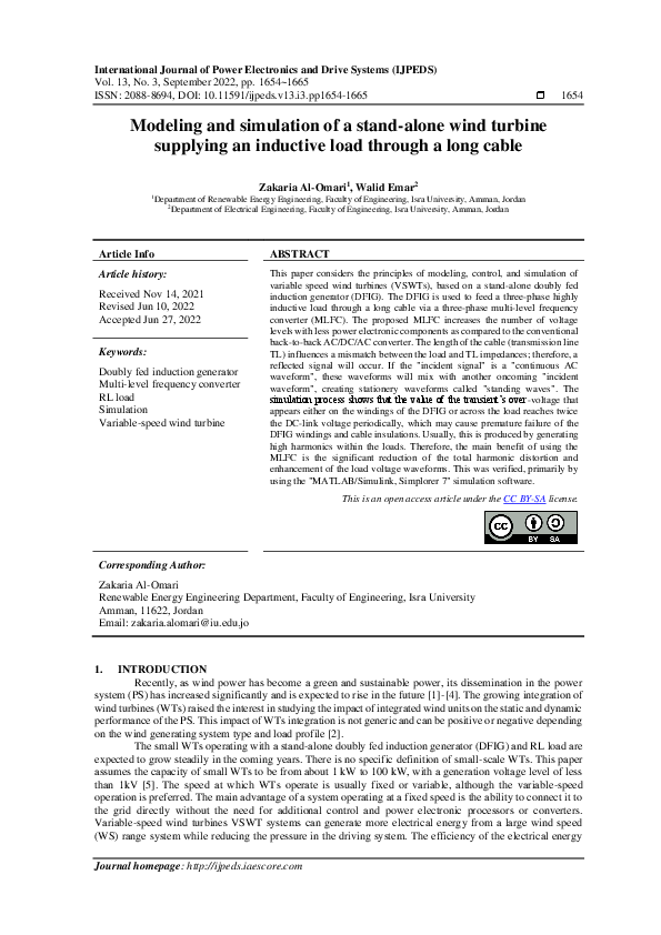 (PDF) Modeling and simulation of a stand-alone wind turbine supplying ...