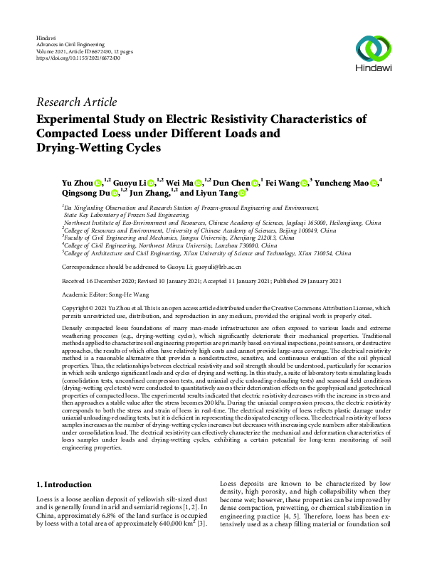 (PDF) Experimental Study on Electric Resistivity Characteristics of ...