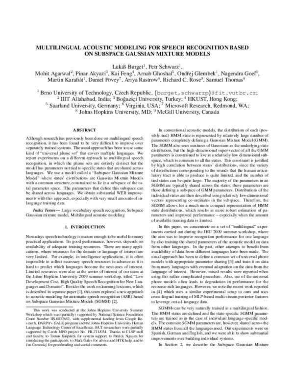 (PDF) Multilingual acoustic modeling for speech recognition based on ...