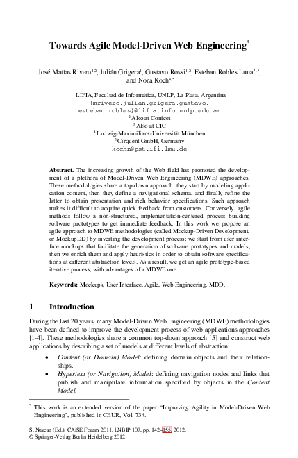 (PDF) Towards agile model-driven web engineering