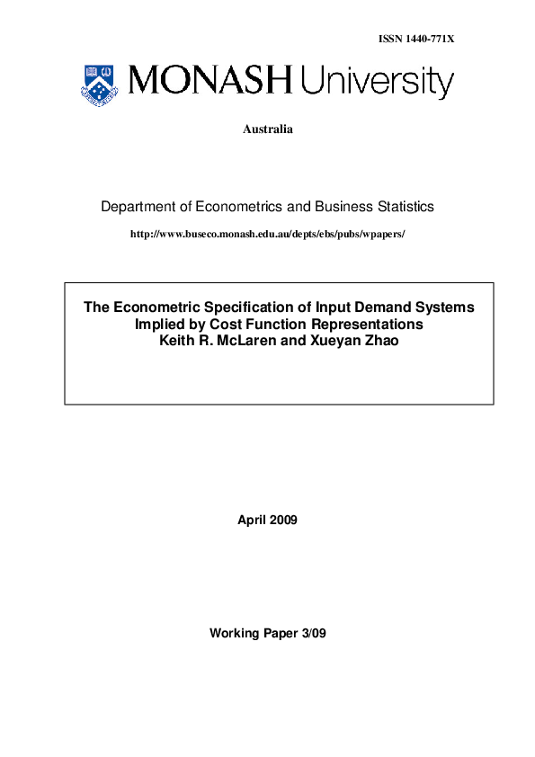 (PDF) The Econometric Specification of Input Demand Systems Implied by ...