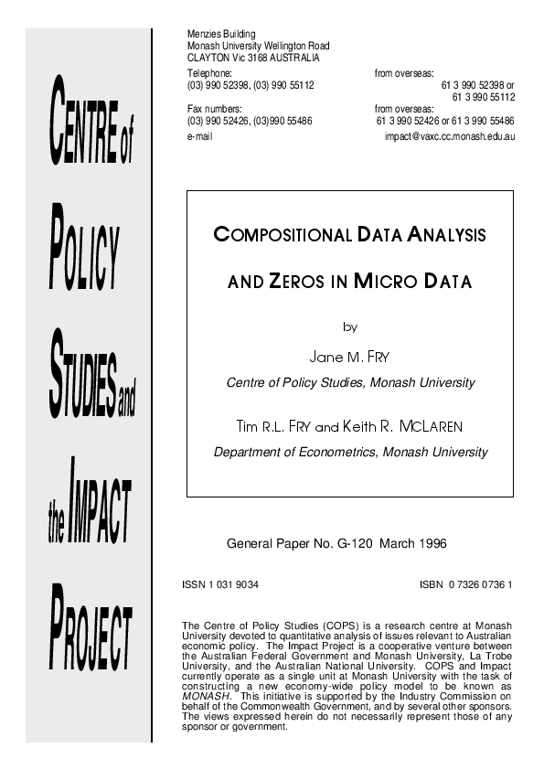(PDF) Compositional Data Analysis and Zeros in Micro Data