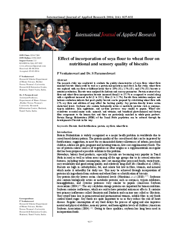 (PDF) Effect of incorporation of soya flour to wheat flour on ...