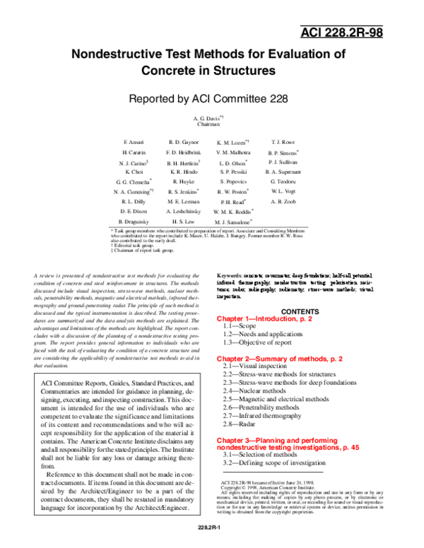 (PDF) Nondestructive Test Methods for Evaluation of Concrete in ...