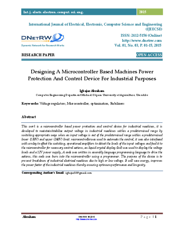 (PDF) Designing A Microcontroller Based Machines Power Protection And ...