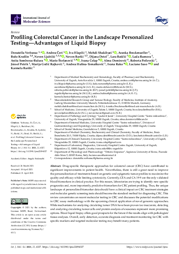 (PDF) Profiling Colorectal Cancer in the Landscape Personalized Testing ...