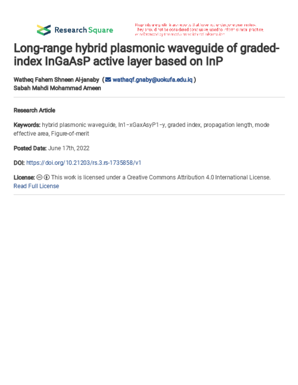 (PDF) Long-range hybrid plasmonic waveguide of graded-index InGaAsP ...