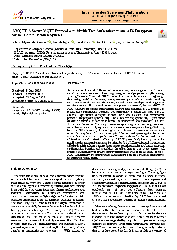 (PDF) S-MQTT: A Secure MQTT Protocol with Merkle Tree Authentication ...