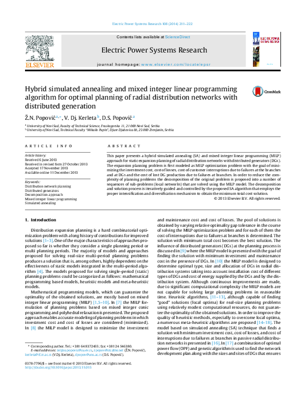 (PDF) Hybrid simulated annealing and mixed integer linear programming ...