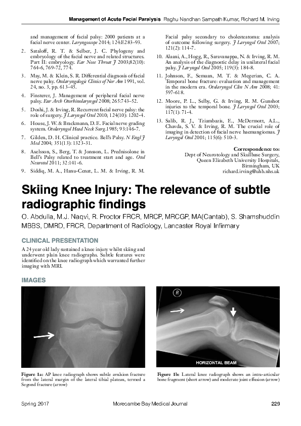 (PDF) Skiing knee injury: The relevance of subtle radiographic findings