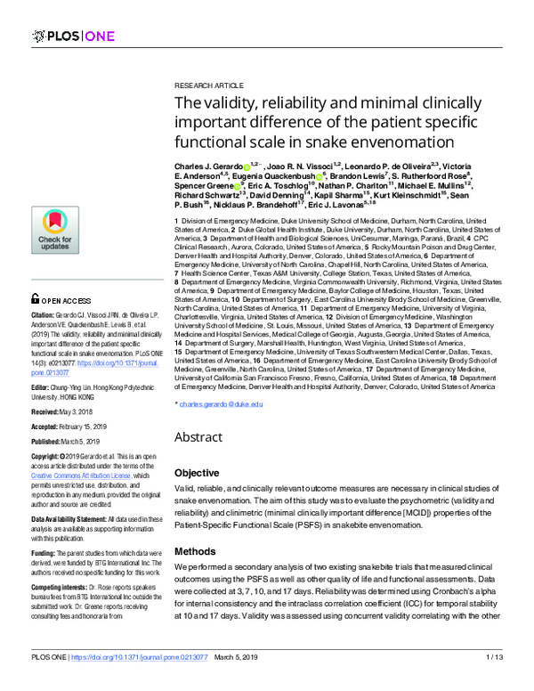 (PDF) The validity, reliability and minimal clinically important ...