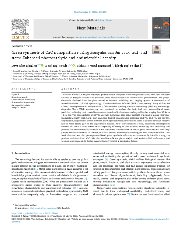 (PDF) Green synthesis of CuO nanoparticles using Senegalia catechu bark ...