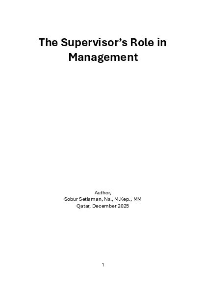 (PDF) The Supervisor's Role in Management