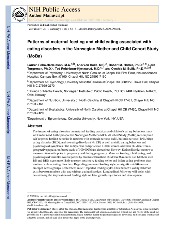 (PDF) Patterns of maternal feeding and child eating associated with ...