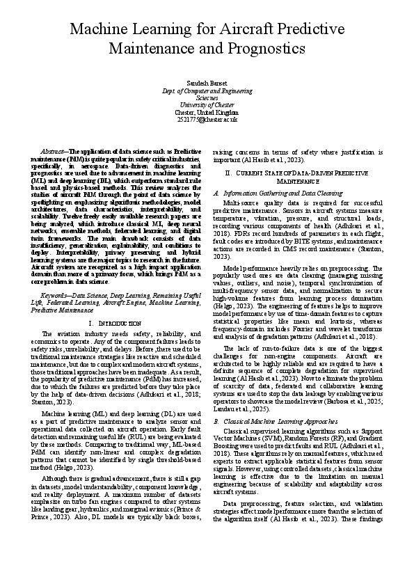 (PDF) Machine Learning for Aircraft Predictive Maintenance and Prognostics