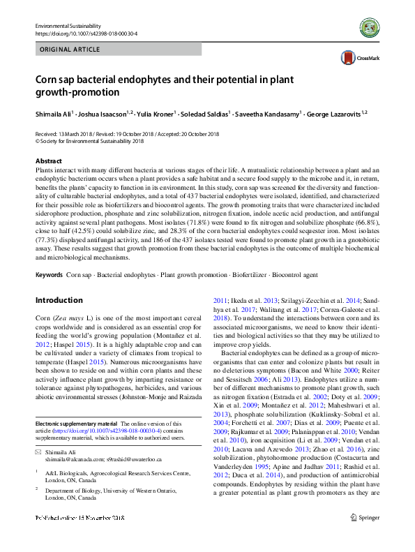 (PDF) Corn sap bacterial endophytes and their potential in plant growth ...