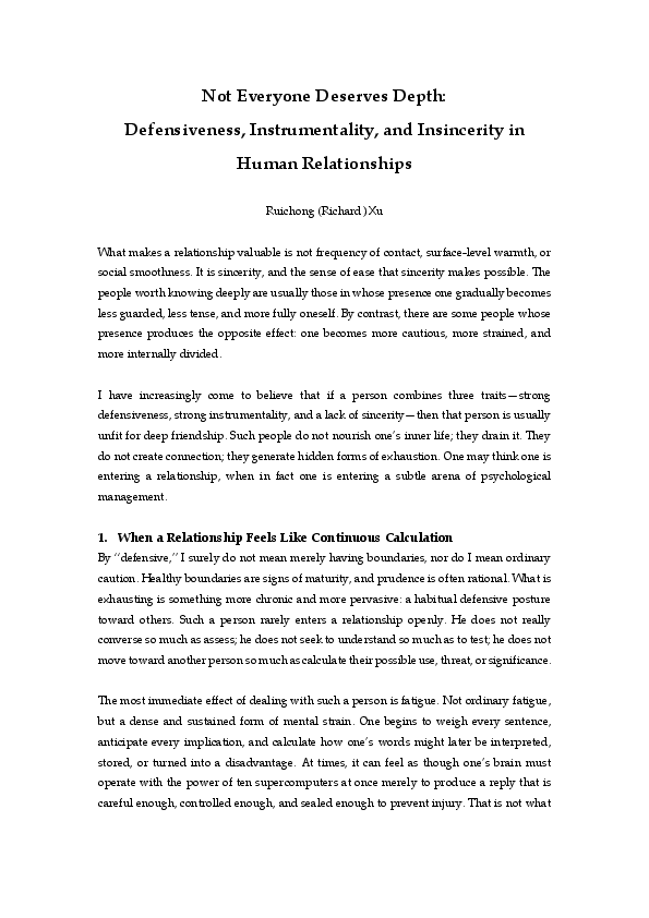 (PDF) Not Everyone Deserves Depth: Defensiveness, Instrumentality, and ...