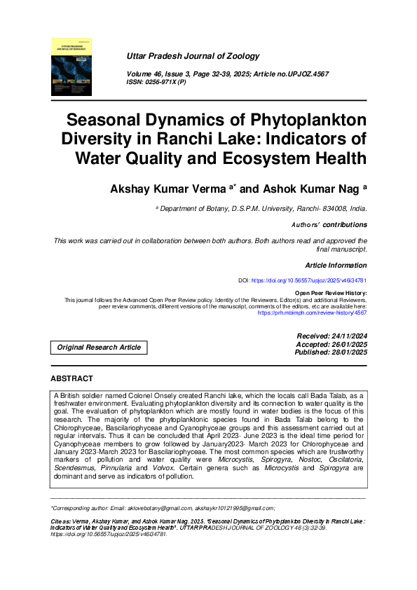 (PDF) Seasonal Dynamics of Phytoplankton Diversity in Ranchi Lake ...