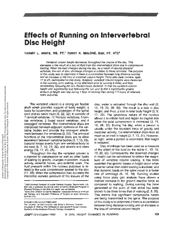 (PDF) Effects of Running on Intervertebral Disc Height