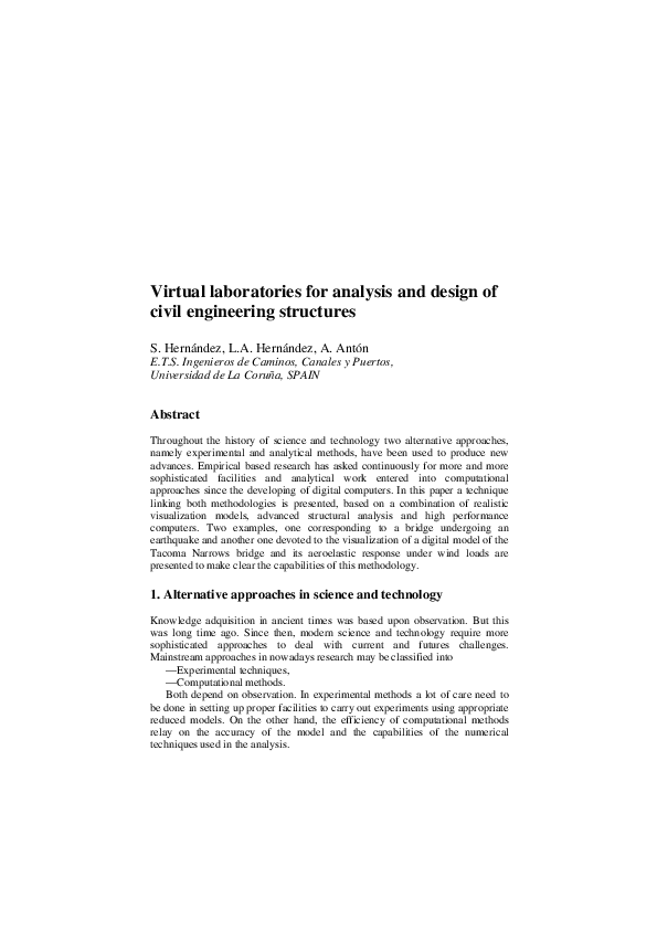 (PDF) Virtual Laboratories For Analysis And Design Of CivilEngineering ...