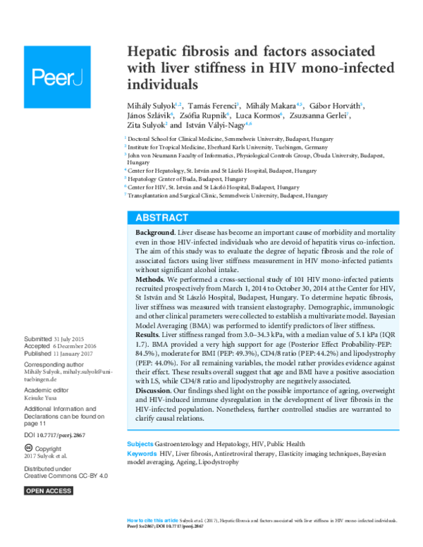 (PDF) Hepatic fibrosis and factors associated with liver stiffness in ...