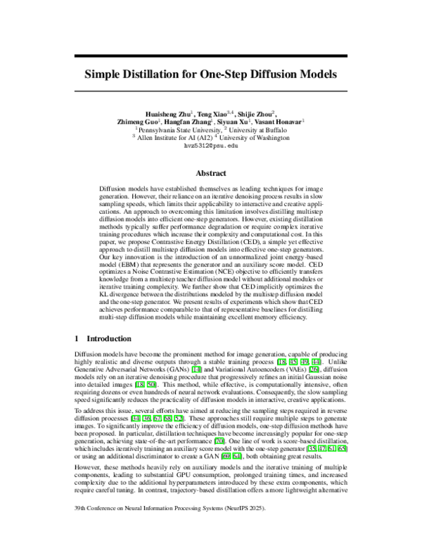 (PDF) Simple Distillation for One-Step Diffusion Models
