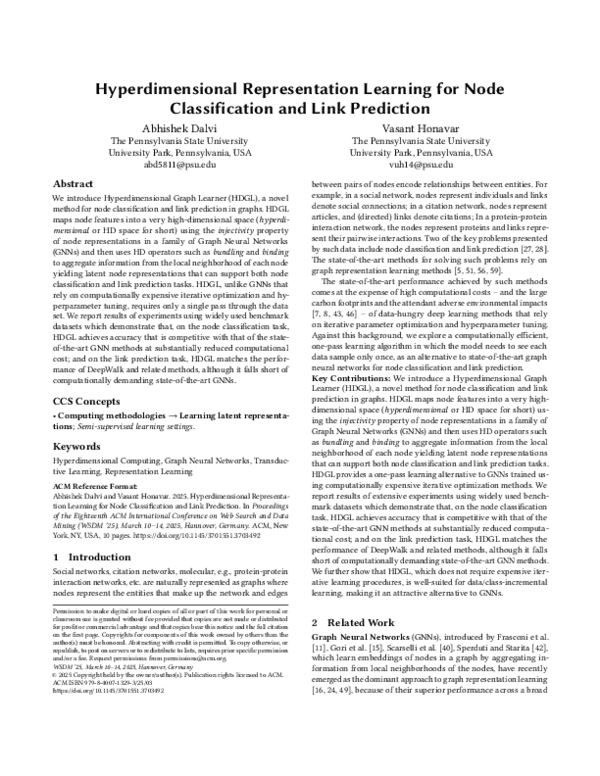 (PDF) Hyperdimensional Representation Learning for Node Classification ...