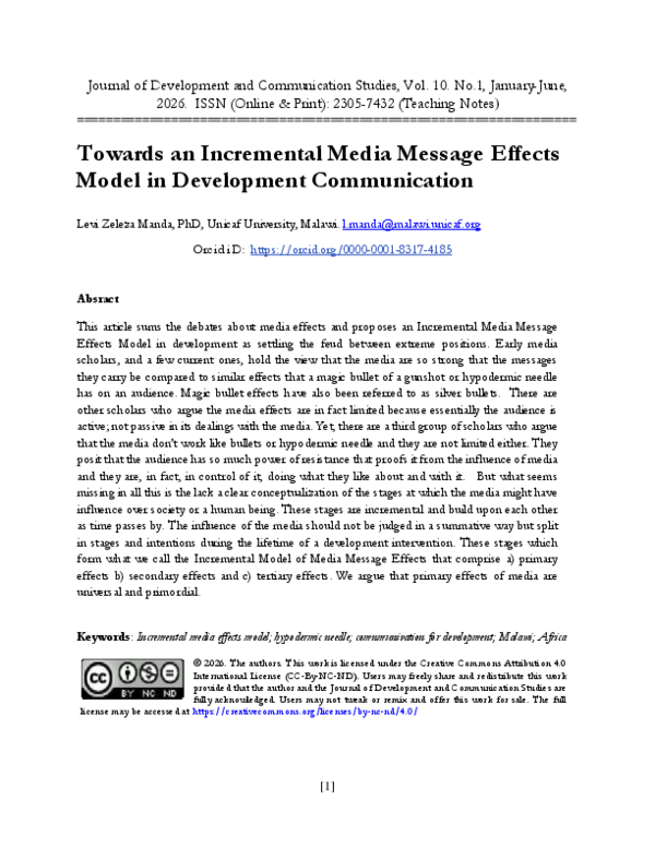 (PDF) Towards an Incremental Media Message Effects Model in Development ...