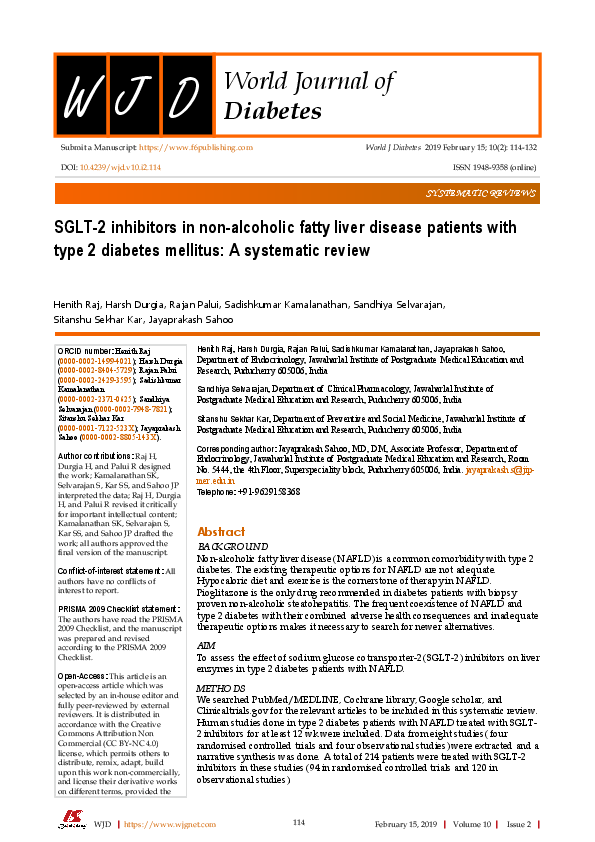 (PDF) SGLT-2 inhibitors in non-alcoholic fatty liver disease patients ...