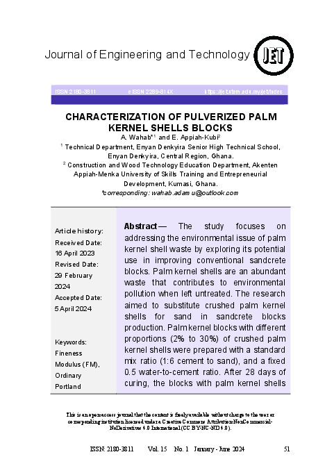 (PDF) Characterisation of Pulverised Palm Kernel Shells Blocks