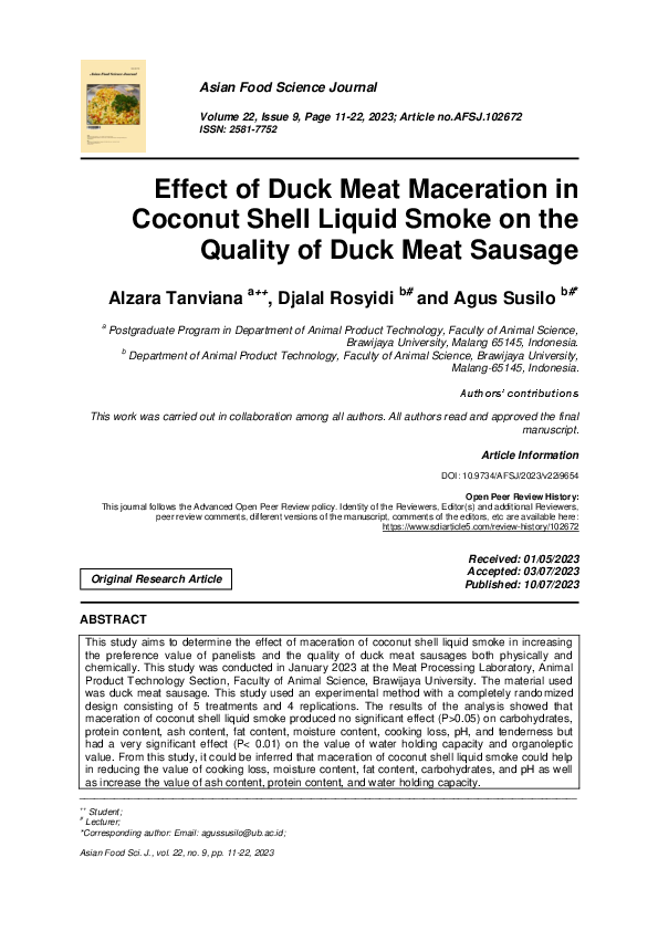 (PDF) Effect of Duck Meat Maceration in Coconut Shell Liquid Smoke on ...