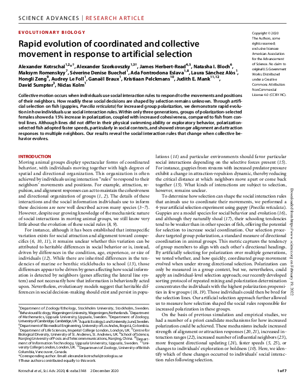 (PDF) Rapid evolution of coordinated and collective movement in ...