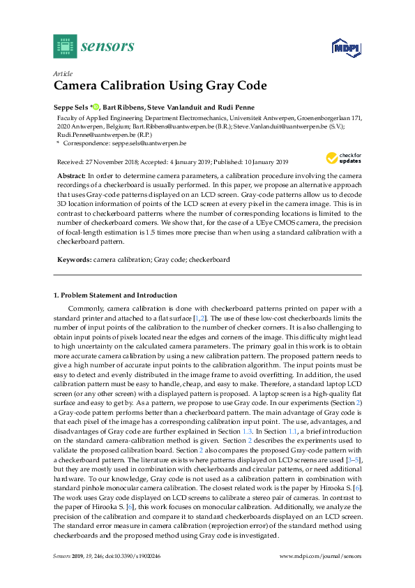 (PDF) Camera Calibration Using Gray Code