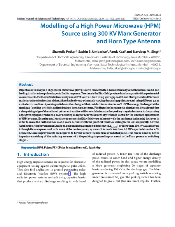 (PDF) Modelling of a High Power Microwave (HPM) Source using 300 KV ...