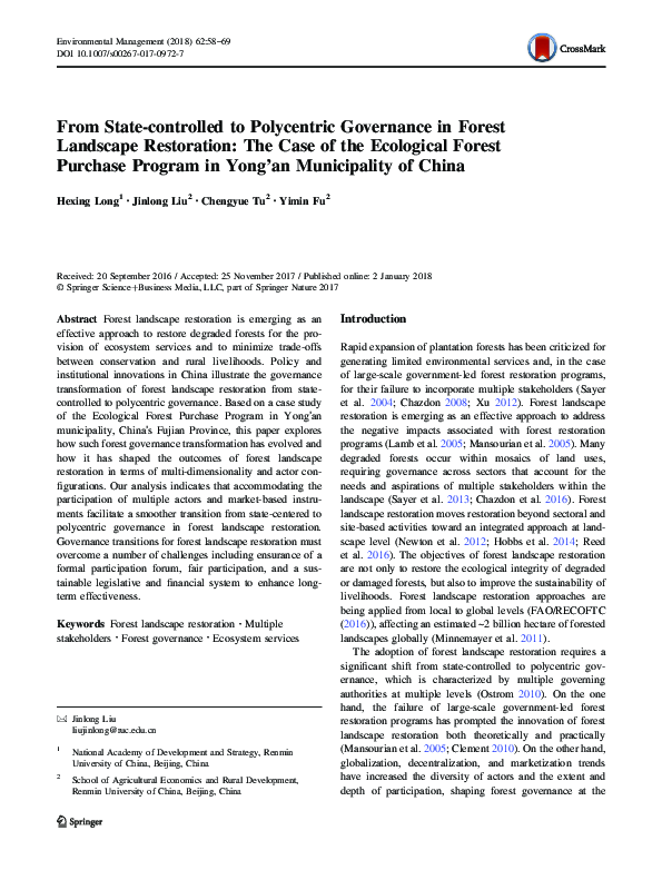 (PDF) From State-controlled to Polycentric Governance in Forest ...