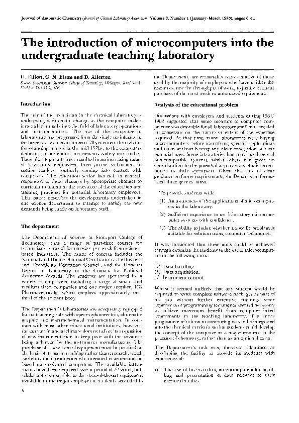 (PDF) The introduction of microcomputers into the undergraduate ...