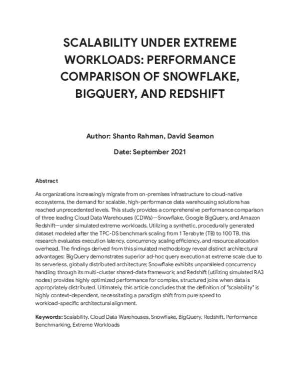 (PDF) SCALABILITY UNDER EXTREME WORKLOADS: PERFORMANCE COMPARISON OF ...