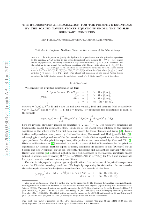 (PDF) The Hydrostatic Approximation for the Primitive Equations by the ...